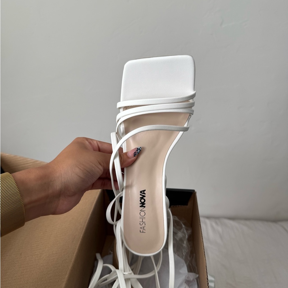 Fashion Nova White Strappy Sandals